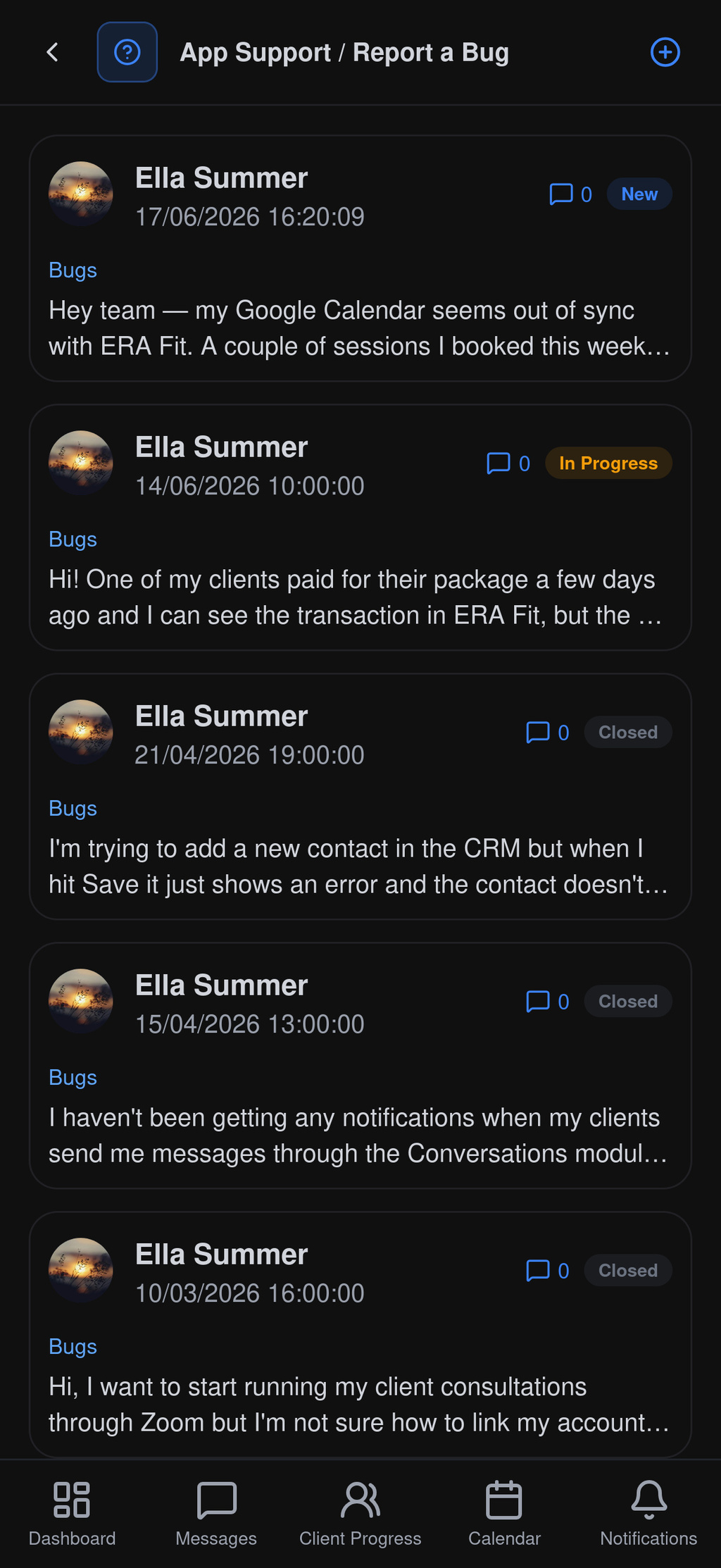 In-app support screenshot 3